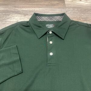 Untuckit Pine Green Mens XL Blank 3-Button Placket Casual Long Sleeve Polo Shirt